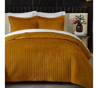 Ivellow Velvet Quilt Queen Size Ultra Soft Lightweight Velvet Comforter Set Oversized Bedspread Coverlet Full for All Season 3Pcs Luxury Quilted Bedding