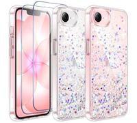 ivencase Clear Glitter Case Compatible with iPhone 17e Case iPhone 16e Case with 2 Screen Protector, TPU Silicone Sparkly Bling Star Soft Cover Flexible Transparent Shockproof Cover iPhone 17e/16e