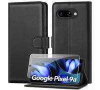ivencase Compatible with Google Pixel 9a Case with 1 Screen Protector, PU Leather Flip Wallet Phone Case with Card Slots Stand [RFID Blocking] Magnetic Closure for Google Pixel 9a - Black