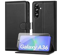 ivencase Compatible with Samsung Galaxy A36 5G Case with 1 HD Screen Protector, PU Leather Flip Wallet Phone Case with Card Slots Stand [RFID Blocking] Magnetic Closure for Samsung A36 - Black