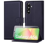 ivencase Compatible with Samsung Galaxy A56 5G Phone Case with 1 Screen Protector, [RFID Blocking] PU Leather Flip Wallet Case with Card Slots Stand Magnetic Cover for Samsung A56 - Navy Blue