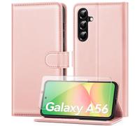 ivencase Compatible with Samsung Galaxy A56 5G Phone Case with 1 Screen Protector, [RFID Blocking] PU Leather Flip Wallet Case with Card Slots Stand Magnetic Cover for Samsung A56 - Pink
