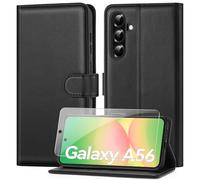 ivencase Compatible with Samsung Galaxy A56 5G Phone Case with 1 Screen Protector, [RFID Blocking] PU Leather Flip Wallet Case with Card Slots Stand Magnetic Cover for Samsung A56 - Black