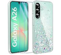 ivencase Glitter Case for Samsung A26 5G Phone Case, Clear | 2 Pack Screen Protector, TPU Silicone Sparkly Bling Star Slim Soft Shockproof Anti-Scratch Transparent Cover Samsung A26