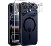 ivencase Magnetic for iPhone 17 Pro Case with 2 Pack Screen Protector and 2 Pack Camera Lens Protector, Compatible with MagSafe, Shockproof Protective Translucent Matte Back Phone Case 6.3 Inch -Black