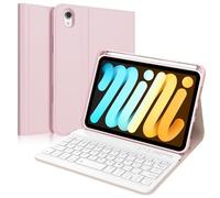 IVEOPPE Case Keyboard for iPad Mini A17 Pro 2024 /Mini 6 2021 8.3'', UK layout Keyboard Case for iPad mini 7th/6th Gen 8.3 inch, Detachable Bluetooth Keypad with Pencil Holder-Pink