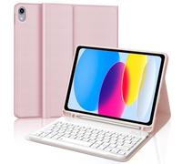 IVEOPPE Keyboard Case for iPad 10th Gen 10.9'' 2022/11th Gen 11'' 2025, QWERTY UK Layout Magnetic Detachable Wireless Bluetooth Keyboard for iPad 11th 2025, Pink
