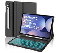 IVEOPPE Keyboard Case for Samsung Galaxy Tab S10+ 12.4'' 2024, UK Layout Keyboard for Samsung S9FE Plus 12.4''/S9 Plus, Backlit Bluetooth Keypad for Galaxy Tab S10+ - Black