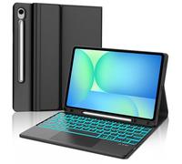 IVEOPPE Keyboard Case for Samsung Galaxy Tab S10 FE 2025/S9 FE 10.9'', UK Layout Touchpad Keyboard for Samsung Galaxy Tab S9 11 Inch, Cover with Magnetic Detachable Backlight Trackpad Keypad, Black