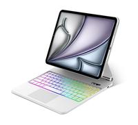 IVEOPPE Magic Case for iPad Air 13 Inch M2 2024/ M3 2025, Keyboard for iPad Pro 12.9 2022/2021/ 2020/2018- Trackpad Keyboard for Air 13 M3 2025, Backlit, UK Layout, White