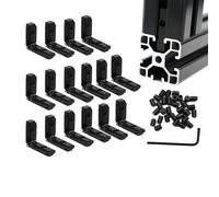 Iverntech 16Pcs Black 4040 Series L-Shape Interior Inside Corner Connector Joint Bracket with Screws Wrench for 40x40 Series Aluminum Extrusion Profile 8mm Slot