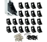 Iverntech 20pcs Black Aluminum Corner Bracket Connector Inside Joint Plate Fastener with 40pcs M5 T Nuts+40 pcs M5 Screw+1pcs Wrench for Standard 6mm Slot 2020 Series Aluminum Extrusion Profile