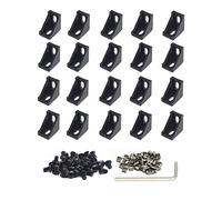 Iverntech 20pcs Black Aluminum Corner Bracket Inside Joint Plate Fastener with 40pcs M5 T Nuts+40 pcs M5 Screw+1pcs Wrench for Standard 6mm Slot 2020 Series Aluminum Extrusion Profile