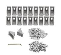 Iverntech 20pcs Sliver 35x39mm Corner Bracket for 4040 Aluminum Extrusion Profile 2 Hole Inside Brackets Connector with 40Pcs M8 Screws + 40Pcs M8 T Nuts
