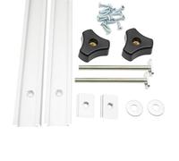 Iverntech Set of 2 Silver 800mm Aluminum T Track T Slot Rails with M8 Slider, M8 Screws with Knob Screws, Self Tapping Screws for Woodworking Stencils
