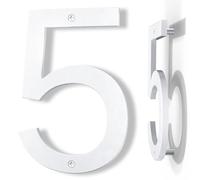 IVERRA 10 Inch White House Numbers for Outside, Large Floating Home Address Numbers, Modern Exterior Plastic House Numbers for Door Wall Street Garage Gate (5)