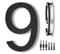 IVERRA 8 Inch Large Floating House Numbers, Black Modern House Number for Outside, Home Address Numbers for Outdoor Garage Gate Wall Street (9)