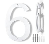 IVERRA 8 Inch Large Floating House Numbers, White Modern House Number for Outside, Big Plastic Exterior Address Numbers for Door Wall Street (6)