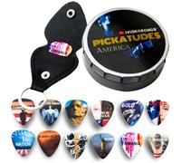 iVideosongs Pickatudes America • 12 Celluloid Picks, Tin Box & Pick Holder • PART I:"Who We Are" • Guitar Pick Variety Pack: Thin, Medium & Heavy Gauges + 150 Free Guitar Video Lessons