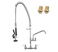 iVIGA Commercial Kitchen Faucet Wall Mount with Pre-Rinse Sprayer 36" Height Wall Mount Kitchen Sink Faucet 8 Inch Center with 10" Add-on Swing Spout Faucet & Coiled Spring Pull Down Spray