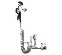 IVIGA Pet Grooming Faucet, Wall Mount 8" Centers Mixing Faucet, Brass Pet Grooming Unit with Aluminum Spray Valve, Coiled Hose, Vacuum Breaker, Lever Handles for Shower Bathroom Garden Outdoors Sink