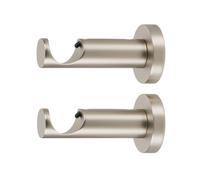 Ivilon Ceiling or Wall Mount Curtain Rod Brackets Holders for Curtain Rods of 7/8 and 1 Inch Diameter. Set of 2. Color Satin Nickel