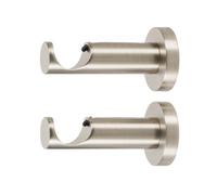 Ivilon Ceiling or Wall Mount Curtain Rod Brackets Holders for Curtain Rods of 7/8 and 1 Inch Diameter. Set of 2. Color Brushed Nickel