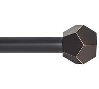 Ivilon Drapery Treatment Window Curtain Rod - Faceted Hexagonal 1 inch Pole. 28 to 48 Inch. Antique Black