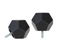 Ivilon Faceted Hexagonal Finials for Curtain Rods of 7/8 and 1 inch diameter Color Black