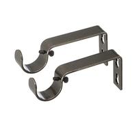 Ivilon Fixed Brackets for Curtain Rods - for 1 or 1 1/8 Inch Rods. Set of 2 - Pewter