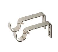 Ivilon Fixed Brackets for Curtain Rods - for 7/8 or 1 Inch Rods. Set of 2 - Brushed Nickel