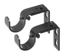 Ivilon Pair of Short Mount Brackets for Curtain Rods - For 2.2 cm or 2.5 cm Rods - Black