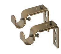Ivilon Short Curtain Rod Protrusion Brackets - For 1/2 or 5/8" Rods - Pack of 2 - Warm Gold