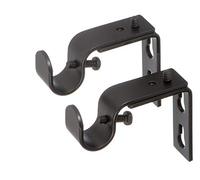 Ivilon Short Projection Brackets for Curtain Rods - for 1/2 or 5/8 Inch Rods. Set of 2 - Antique Black