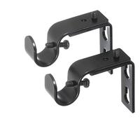 Ivilon Short Projection Brackets for Curtain Rods - for 1/2 or 5/8 Inch Rods. Set of 2 - Black