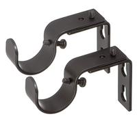 Ivilon Short Projection Brackets for Curtain Rods - for 1 or 1 1/8 Inch Rods. Set of 2 - Antique Black