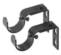 Ivilon Short Projection Brackets for Curtain Rods - for 1 or 1 1/8 Inch Rods. Set of 2 - Black