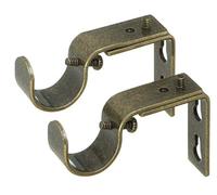 Ivilon Short Projection Brackets for Curtain Rods - for 7/8 or 1 Inch Rods. Set of 2 - Ant Brass
