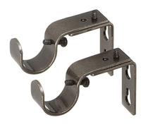 Ivilon Short Projection Brackets for Curtain Rods - for 7/8 or 1 Inch Rods. Set of 2 - Pewter