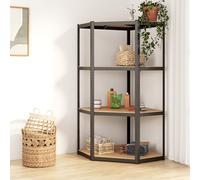 ivins 4-tier corner shelving unit in anthracite steel frame