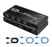 IVIVTOR HDMI KVM Switch: 2 PC 1 Monitor 4K60Hz Switcher for Sharing Keyboard, Mouse, U-disk, Printer, Support for 4 USB 3.0 Devices