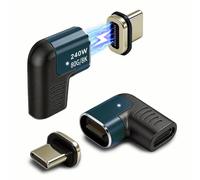 IVIVTOR USB C Magnetic Adapter - 2 Pack 240W Type C Magnetic Plug Angle 24 Pin with 80Gbps 8K Fast Charge & Data Transfer for Laptops Tablets Smartphones - Tin Colour