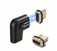 IVIVTOR USB C Magnetic Adapter - 240 W Type C Magnetic Plug Angle 24 Pin with 80 Gbps 8K Fast Charge & Data Transfer for Laptops Tablets Smartphones - Black