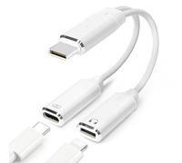 IVIVTOR USB-C to Light-ning Headphone Adapter - 2 in 1 Lighting Audio Y Splitter & 100W Fast Charging for Type-C Devices such as Laptops Tablets Smartphones - White