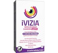 iVIZIA Eyelid Cleansing Wipes for Sensitive Eyelid Cleansing, Condom-Free, Micellar, No Rinse, Gentle Eye Makeup Remover, 20 Sterile Single-Use Wipes for Eyelids