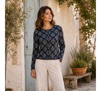 Ivko Jacquard Cardigan Blue Navy Viscose Floral 252732