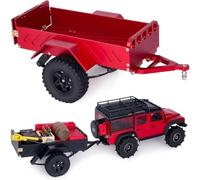 IVLAZLRG AMK 360g Aluminum RC Trailer Compatible with 1/18 1/24 Crawlers Compatible With Various Models Including SCX24 AX24 Bronco K10 F150 In Red Color(Red)