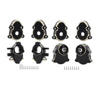 IVLAZLRG Black Coated Brass Skid Plate Steering Knuckle Set Compatible With 1 18 Scale RC Crawler Models Front Rear Outer Portal Diff Covers Fits Ascent 18 And Similar Vehicles(Set 3)
