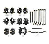 IVLAZLRG Black Coated Brass Skid Plate Steering Knuckle Set Compatible With 1 18 Scale RC Crawler Models Front Rear Outer Portal Diff Covers Fits Ascent 18 And Similar Vehicles(Set 6)