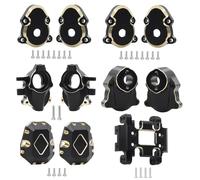 IVLAZLRG Black Coated Brass Skid Plate Steering Knuckle Set Compatible With 1 18 Scale RC Crawler Models Front Rear Outer Portal Diff Covers Fits Ascent 18 And Similar Vehicles(Set 5)